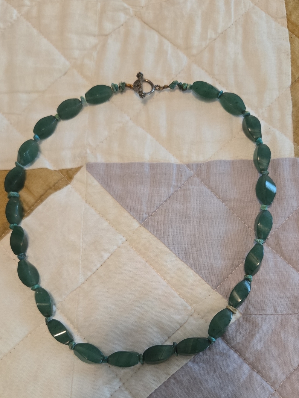 Vintage GREEN Onyx &Tourqouse Necklace - Unbranded Elegant Gemstone Style
